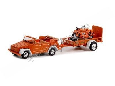 Cochesdemetal.es 1973 Volkswagen Thing Type 181 + Remolque + 1920 Indian Scout "Hitch & Tow Series 26" 1:64 Greenlight 32260C