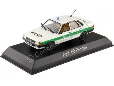 Cochesdemetal.es 1979 Audi 80 B2 Policía Niederkaltenkirchen Blanco/Verde 1:43 Norev 830053
