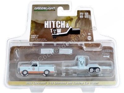 Cochesdemetal.es 1968 Chevrolet C / K Huile de Golfe à lit court-circuit + Huile de Golfe Remolque "Hitch & Tow Series 27" 1:64 2