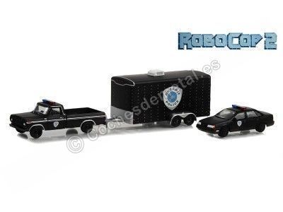 Cochesdemetal.es 1979 Ford F-150 + 1986 Ford Taurus + Remolque RoboCop 2 "Hollywood Hitch & Tow Series 11" 1:64 Greenlight 31...