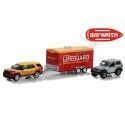 Cochesdemetal.es 2016 Ford Explorer + 2013 Jeep Wrangler + Remolque Baywatch "Hollywood Hitch & Tow Series 11" 1:64 Greenligh...