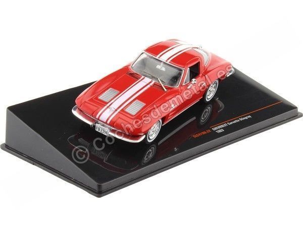 Cochesdemetal.es 1963 Chevrolet Corvette Stingray Rojo/Blanco 1:43 IXO Models CLC479N.22