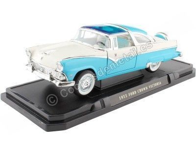 Cochesdemetal.es 1955 Ford Fairlane Crown Victoria Blanco/Azul 1:18 Lucky Diecast 92138