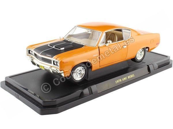 Cochesdemetal.es 1970 AMC Rebel Machine Naranja / Negro 1:18 Lucky Diecast 92778