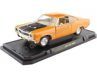 Cochesdemetal.es 1970 AMC Rebel Machine Naranja / Negro 1:18 Lucky Diecast 92778