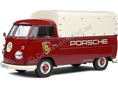Cochesdemetal.es 1950 Volkswagen VW T1 Pickup "Porsche Service" Granate/Beige 1:18 Solido S1806707