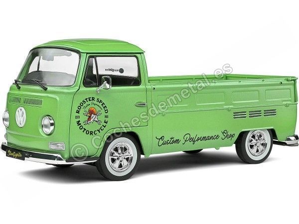 Cochesdemetal.es 1968 Volkswagen VW T2 Pick-Up "Custom Performance Shop" Verde Metalizado 1:18 Solido S1809401