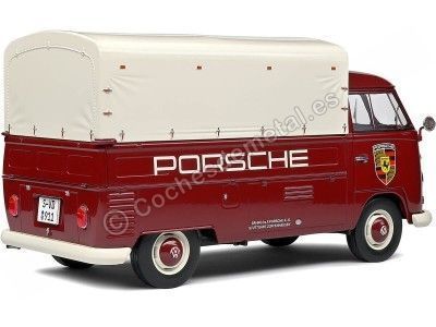 Cochesdemetal.es 1950 Volkswagen VW T1 Pickup "Porsche Service" Granate/Beige 1:18 Solido S1806707 2
