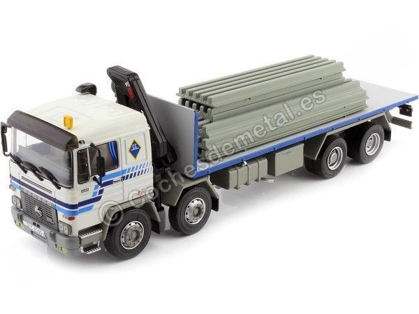 CARSDEMETAL.ES 1985 Four-axis Camion à quatre axes avec plate-forme blanche / bleue 1:43 Salvat PEG1431