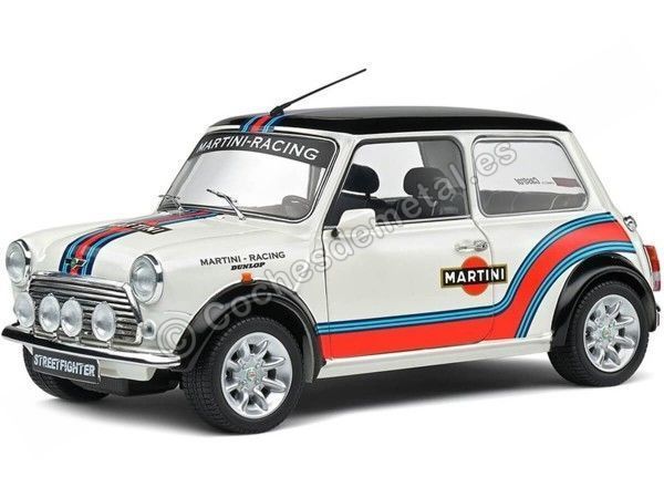 Cochesdemetal.es 1998 Mini Cooper Sport "Martini Evocation" Blanco Perla 1:18 Solido S1800610