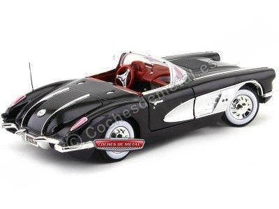 Cochesdemetal.es 1958 Chevrolet Corvette Convertible Negro 1:18 Motor Max 73109 2