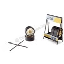 Cochesdemetal.es Expositor de Ruedas BBS Motor Sport con Dos Ejes y Cuatro Ruedas 1:18 IXO Models SET017W