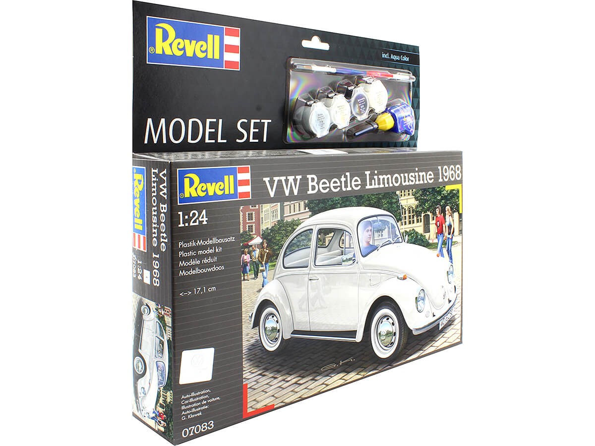 1968 Volkswagen Beetle Limousine Plastic Model Kit Blanco 1:24 Re