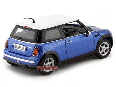 Carsdemetal.es 2004 Mini Coper R50 Blue-Blanco 1:18 Motor Max 73114 2