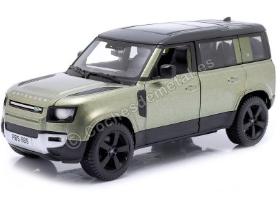 CARSDEMETAL.ES 2022 LAND ROVER DEFEND 110 PLEAR GREEN METALLIC 1:24 BBURAGO 18-21101