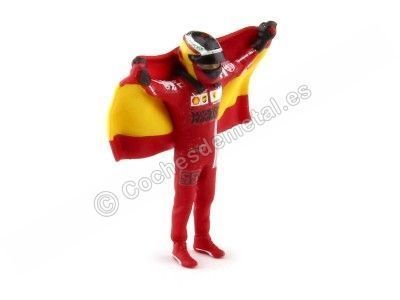 CARSDEMETAL.ES 2023 FERRARI SF-23 Carlos Sainz Winner GP Singapore avec drapeau de l'Espagne 1:43 Cartix CT071 2