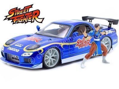 Cochesdemetal.es 1993 Mazda RX-7 + Figura Chun-Li "Streetfighter" Azul 1:24 Jada Toys 30838 253255062