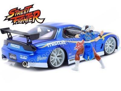 Cochesdemetal.es 1993 Mazda RX-7 + Figura Chun-Li "Streetfighter" Azul 1:24 Jada Toys 30838 253255062 2