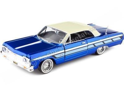 Cochesdemetal.es 1964 Chevrolet Impala Lowrider Azul/Blanco 1:24 Motor Max 79021