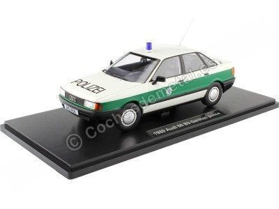 Cochesdemetal.es 1989 Audi 80 B3 Policía Alemana Blanco/Verde 1:18 Triple-9 1800345