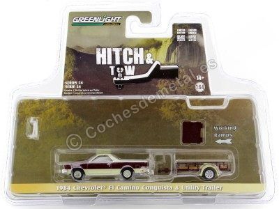 Cochesdemetal.es 1984 Chevrolet El Camino + Remolque "Hitch & Tow Series 24" 1:64 Greenlight 32240B 2