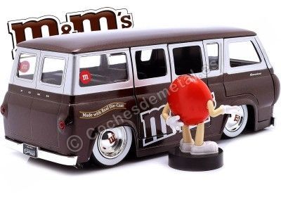 Cochesdemetal.es 1965 Ford Econoline + Figura "M&Ms Rojo" Marrón/Plateado 1:24 Jada Toys 32027 253255065 2