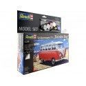 Cochesdemetal.es 1961 Volkswagen T1 Samba Bus "Plastic Model Kit" Rojo/Blanco 1:24 Revell 67399