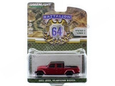 Cochesdemetal.es 2021 Jeep Gladiator Willys "Battalion 64 Series 2" Burdeos Metalizado 1:64 Greenlight 61020F 2