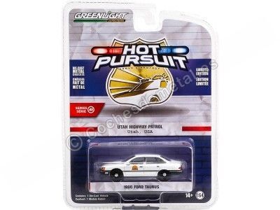 Cochesdemetal.es 1990 Ford Taurus Utah Highway Patrol "Hot Pursuit series 41" 1:64 Greenlight 42990A 2