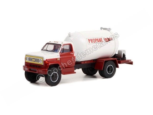 Cochesdemetal.es 1985 Camión Chevrolet C-65 Cisterna Gas Propano "H.D. Trucks Series 16" Blanco/Rojo 1:64 Greenlight 45160A