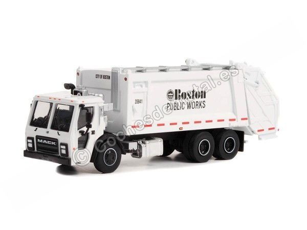 Cochesdemetal.es 2020 Camión Mack LR Basurero "H.D. Trucks Series 16" Blanco 1:64 Greenlight 45160C