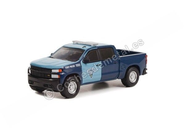 Cochesdemetal.es 2021 Chevrolet Silverado Massachusetts State Police "Hot Pursuit series 42" Azul 1:64 Greenlight 43000E