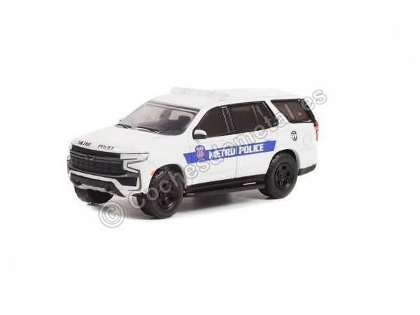 Cochesdemetal.es 2021 Chevrolet Tahoe Police Pursuit Vehicle "Hot Pursuit series 42" Blanco 1:64 Greenlight 43000F