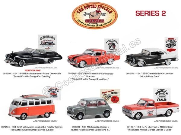Cochesdemetal.es Lote de 6 Modelos "Garage Nudillos Rotos Series 2" 1:64 Greenlight 39120
