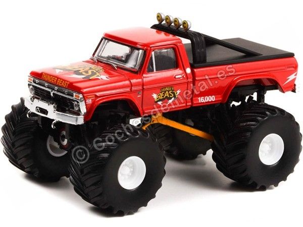 Cochesdemetal.es 1976 Ford F-250 Monster Truck Thunder Beast "Kings of Crunch Series 11" 1:64 Greenlight 49110B