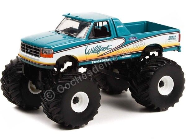 Cochesdemetal.es 1993 Ford F-250 Monster Truck Wildfoot "Kings of Crunch Series 11" 1:64 Greenlight 49110F