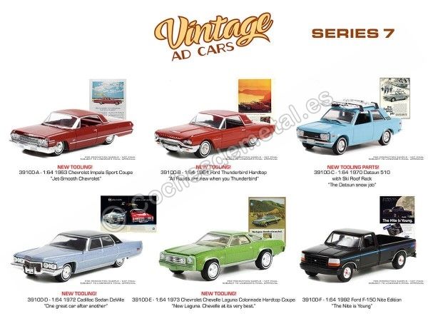Cochesdemetal.es Lote de 6 Modelos "Vintage Ad Cars Series 7" 1:64 Greenlight 39100