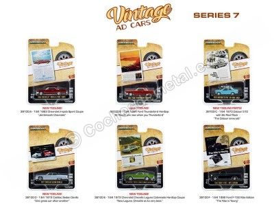 Cochesdemetal.es Lote de 6 Modelos "Vintage Ad Cars Series 7" 1:64 Greenlight 39100 2