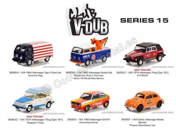 Cochesdemetal.es Lote de 6 Modelos "Club Vee-Dub Series 15" 1:64 Greenlight 36060