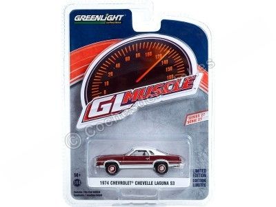 Cochesdemetal.es 1974 Chevrolet Chevelle Laguna S3 "GL Muscle Series 27" Burdeos/Blanco 1:64 Greenlight 13320C 2