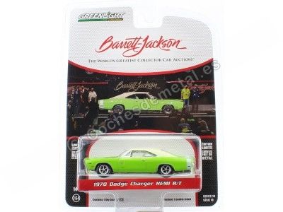 Cochesdemetal.es 1970 Dodge Charger HEMI R/T "Barrett Jackson Series 10" 1:64 Greenlight 37260E 2