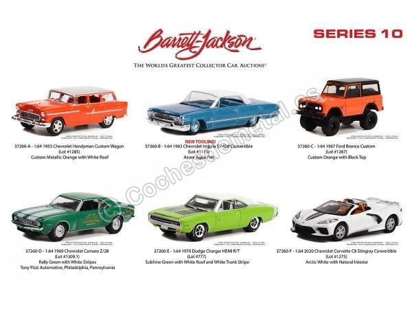 Cochesdemetal.es Lote de 6 Modelos "Barrett Jackson Series 10" 1:64 Greenlight 37260