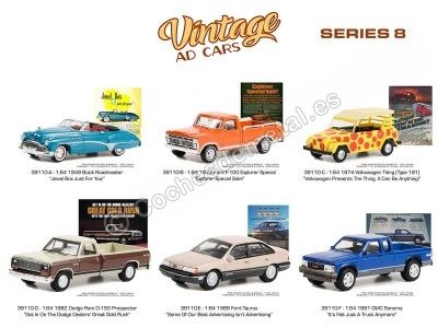 Cochesdemetal.es Lote de 6 Modelos "Vintage Ad Cars Series 8" 1:64 Greenlight 39110
