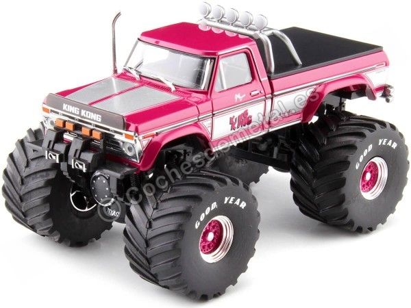 Cochesdemetal.es 1974 Ford F-250 Monster Truck "King Kong" Rojo/Gris 1:43 Greenlight 88032