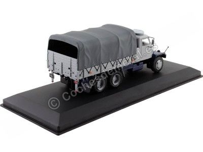 Cochesdemetal.es 1962 Camión Plataforma Praga V3S 6WD Con Lona Gris/Azul 1:43 IXO Models TRUD005 2