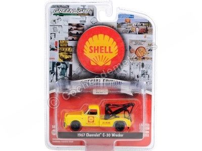 Cochesdemetal.es 1967 Chevrolet C-30 Wrecker Shell Service 24H "Shell Oil Series 1" 1:64 Greenlight 41125A 2