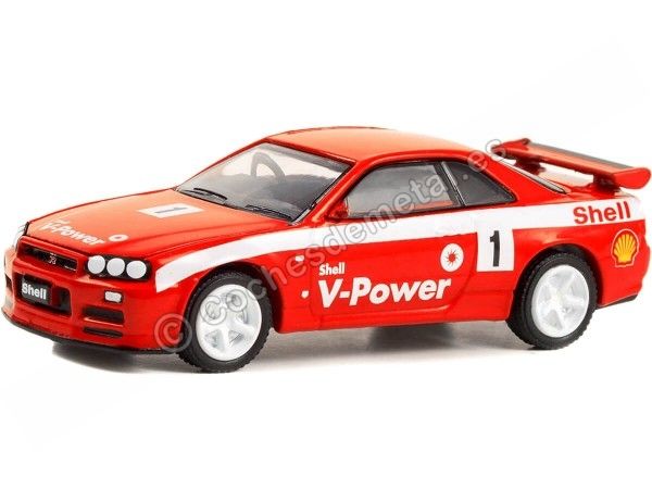 Cochesdemetal.es 2001 Nissan Skyline GT-R (R34) Nº1 Shell Racing "Shell Oil Series 1" 1:64 Greenlight 41125D