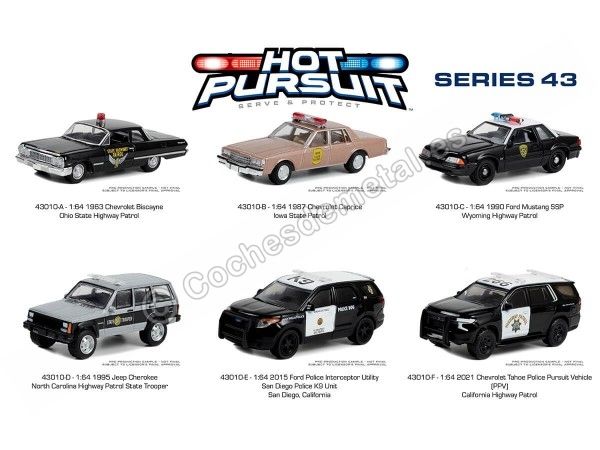 Cochesdemetal.es Lote de 6 Modelos "Hot Pursuit Series 43" 1:64 Greenlight 43010