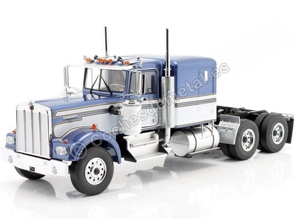 Cochesdemetal.es 1960 Cabeza Tractora Kenworth W900 de 3 Ejes Azul Metalizado/Blanco 1:18 Road Kings 180123