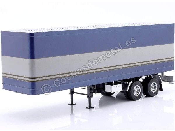 Cochesdemetal.es 1960 Trailer Semirremolque Caja de 2 Ejes Azul Metalizado/Gris 1:18 Road Kings 180164